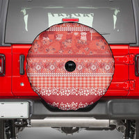 Hawaiian Hibiscus Honu Spare Tire Cover Red Mele Kalikimaka Palaka Spirit LT9 - Polynesian Pride
