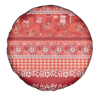 Hawaiian Hibiscus Honu Spare Tire Cover Red Mele Kalikimaka Palaka Spirit LT9 - Polynesian Pride