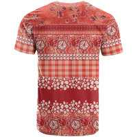 Hawaiian Hibiscus Honu T Shirt Red Mele Kalikimaka Palaka Spirit - Polynesian Pride