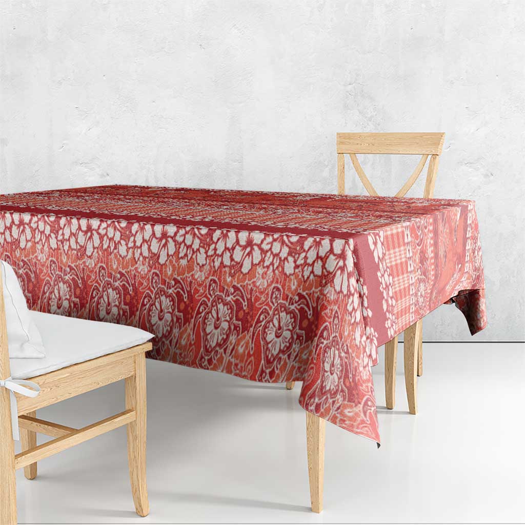 Hawaiian Hibiscus Honu Tablecloth Red Mele Kalikimaka Palaka Spirit LT9 - Polynesian Pride