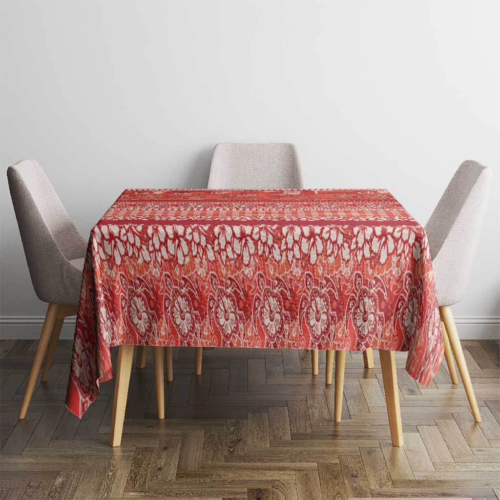 Hawaiian Hibiscus Honu Tablecloth Red Mele Kalikimaka Palaka Spirit LT9 - Polynesian Pride