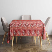 Hawaiian Hibiscus Honu Tablecloth Red Mele Kalikimaka Palaka Spirit LT9 - Polynesian Pride