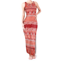 Hawaiian Hibiscus Honu Tank Maxi Dress Red Mele Kalikimaka Palaka Spirit LT9 Women Red - Polynesian Pride