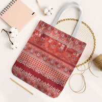 Hawaiian Hibiscus Honu Tote Bag Red Mele Kalikimaka Palaka Spirit LT9 White Strap One Size Red - Polynesian Pride