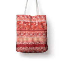 Hawaiian Hibiscus Honu Tote Bag Red Mele Kalikimaka Palaka Spirit LT9 - Polynesian Pride