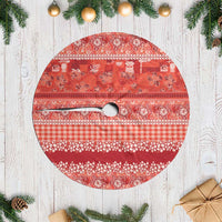 Hawaiian Hibiscus Honu Tree Skirt Red Mele Kalikimaka Palaka Spirit - Polynesian Pride