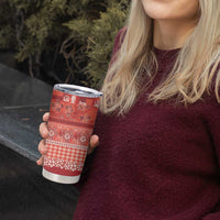 Hawaiian Hibiscus Honu Tumbler Cup Red Mele Kalikimaka Palaka Spirit - Polynesian Pride