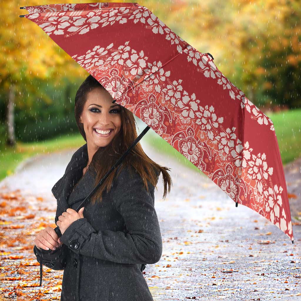 Hawaiian Hibiscus Honu Umbrella Red Mele Kalikimaka Palaka Spirit - Polynesian Pride