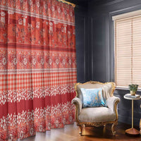 Hawaiian Hibiscus Honu Window Curtain Red Mele Kalikimaka Palaka Spirit LT9 - Polynesian Pride