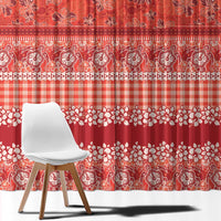 Hawaiian Hibiscus Honu Window Curtain Red Mele Kalikimaka Palaka Spirit LT9 - Polynesian Pride