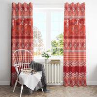 Hawaiian Hibiscus Honu Window Curtain Red Mele Kalikimaka Palaka Spirit LT9 - Polynesian Pride