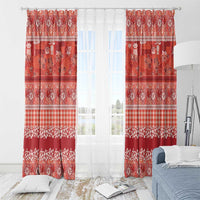 Hawaiian Hibiscus Honu Window Curtain Red Mele Kalikimaka Palaka Spirit LT9 - Polynesian Pride