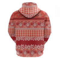 Hawaiian Hibiscus Honu Zip Hoodie Red Mele Kalikimaka Palaka Spirit LT9 - Polynesian Pride