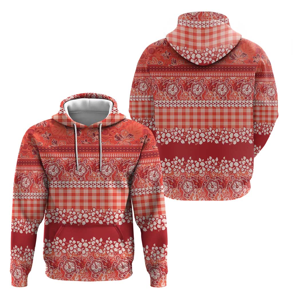 Hawaiian Hibiscus Honu Zip Hoodie Red Mele Kalikimaka Palaka Spirit LT9 - Polynesian Pride