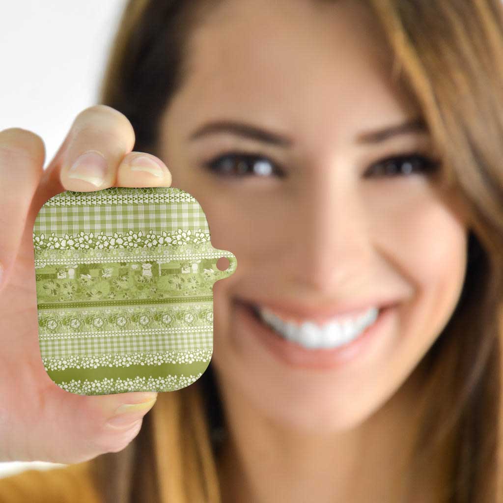 Hawaiian Hibiscus Honu AirPods Case Sage Green Mele Kalikimaka Palaka Spirit - Polynesian Pride