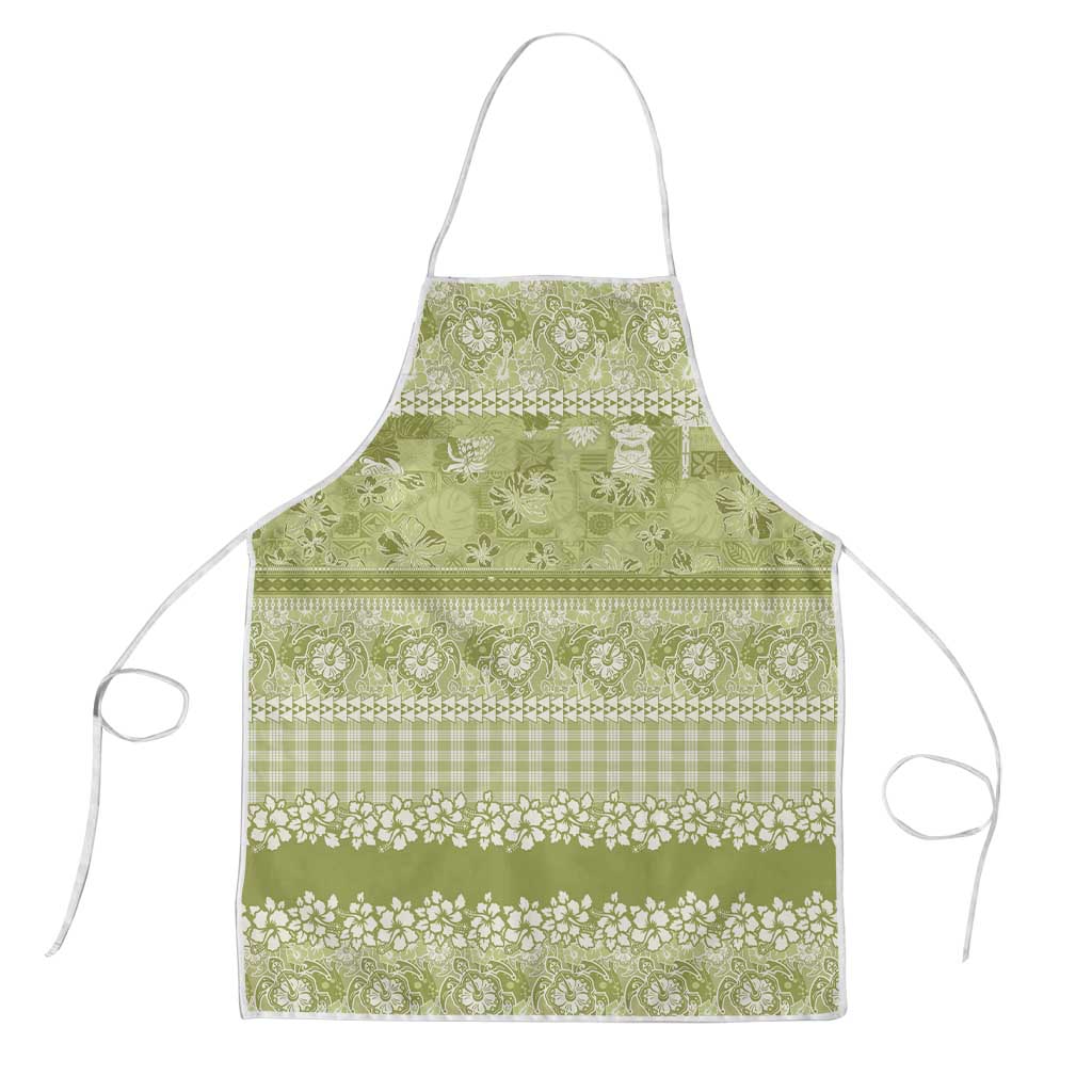 Hawaiian Hibiscus Honu Apron Sage Green Mele Kalikimaka Palaka Spirit LT9 Sage Green - Polynesian Pride