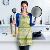 Hawaiian Hibiscus Honu Apron Sage Green Mele Kalikimaka Palaka Spirit LT9 - Polynesian Pride