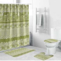 Hawaiian Hibiscus Honu Bathroom Set Sage Green Mele Kalikimaka Palaka Spirit LT9 Bathroom Set (4 pcs) Sage Green - Polynesian Pride