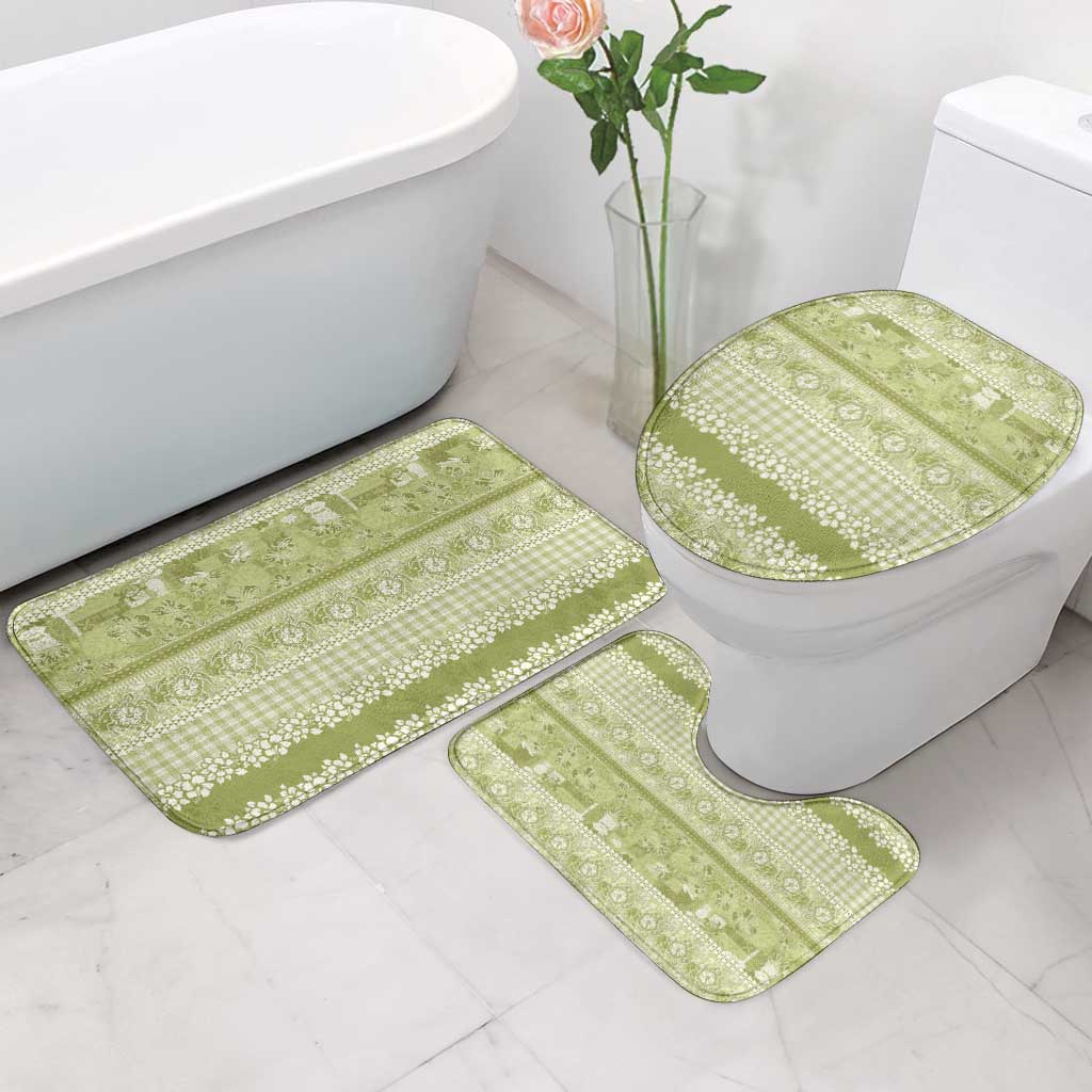 Hawaiian Hibiscus Honu Bathroom Set Sage Green Mele Kalikimaka Palaka Spirit LT9 - Polynesian Pride