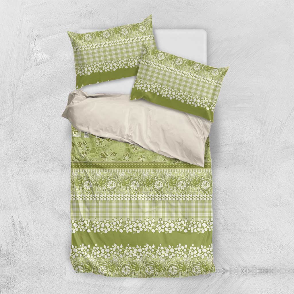Hawaiian Hibiscus Honu Bedding Set Sage Green Mele Kalikimaka Palaka Spirit LT9 US Twin 172cm x 218cm Sage Green - Polynesian Pride