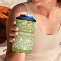 Hawaiian Hibiscus Honu 4 in 1 Can Cooler Tumbler Sage Green Mele Kalikimaka Palaka Spirit LT9 - Polynesian Pride