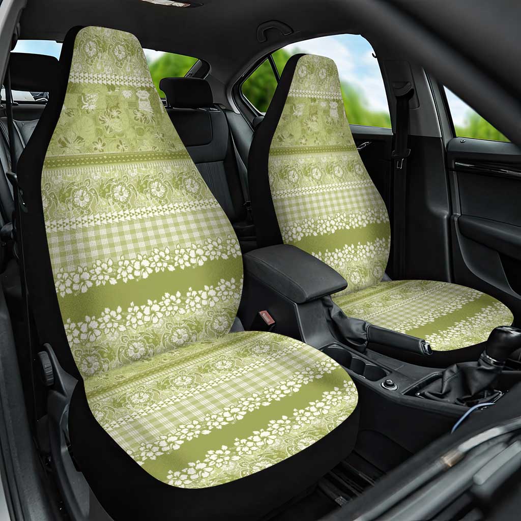 Hawaiian Hibiscus Honu Car Seat Cover Sage Green Mele Kalikimaka Palaka Spirit LT9 One Size Sage Green - Polynesian Pride