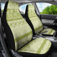 Hawaiian Hibiscus Honu Car Seat Cover Sage Green Mele Kalikimaka Palaka Spirit LT9 - Polynesian Pride