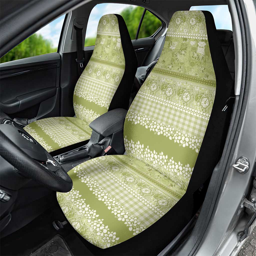 Hawaiian Hibiscus Honu Car Seat Cover Sage Green Mele Kalikimaka Palaka Spirit LT9 - Polynesian Pride