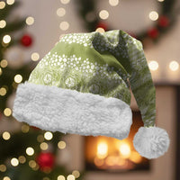 Hawaiian Hibiscus Honu Christmas Santa Hat Sage Green Mele Kalikimaka Palaka Spirit LT9 With Fur Sage Green - Polynesian Pride