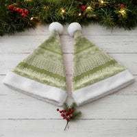 Hawaiian Hibiscus Honu Christmas Santa Hat Sage Green Mele Kalikimaka Palaka Spirit LT9 - Polynesian Pride