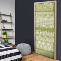 Hawaiian Hibiscus Honu Door Cover Sage Green Mele Kalikimaka Palaka Spirit LT9 - Polynesian Pride