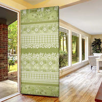 Hawaiian Hibiscus Honu Door Cover Sage Green Mele Kalikimaka Palaka Spirit LT9 - Polynesian Pride