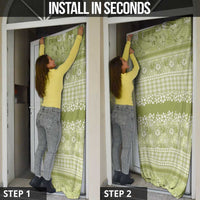 Hawaiian Hibiscus Honu Door Cover Sage Green Mele Kalikimaka Palaka Spirit LT9 - Polynesian Pride