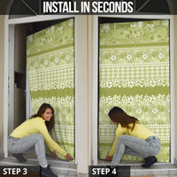 Hawaiian Hibiscus Honu Door Cover Sage Green Mele Kalikimaka Palaka Spirit LT9 - Polynesian Pride
