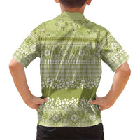 Hawaiian Hibiscus Honu Family Matching Long Sleeve Bodycon Dress and Hawaiian Shirt Sage Green Mele Kalikimaka Palaka Spirit LT9 - Polynesian Pride