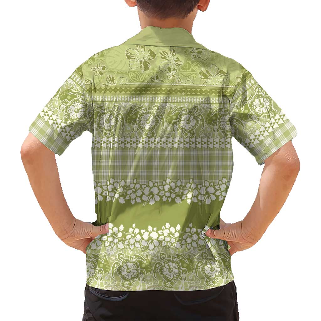 Hawaiian Hibiscus Honu Family Matching Puletasi and Hawaiian Shirt Sage Green Mele Kalikimaka Palaka Spirit LT9 - Polynesian Pride