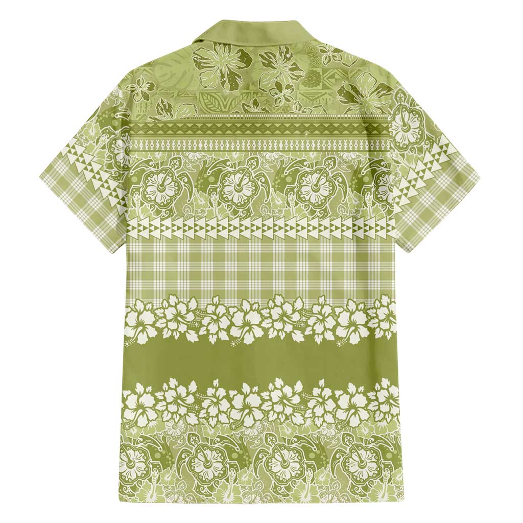Hawaiian Hibiscus Honu Family Matching Puletasi and Hawaiian Shirt Sage Green Mele Kalikimaka Palaka Spirit LT9 - Polynesian Pride