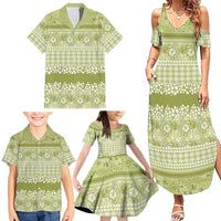 Hawaiian Hibiscus Honu Family Matching Summer Maxi Dress and Hawaiian Shirt Sage Green Mele Kalikimaka Palaka Spirit LT9 - Polynesian Pride