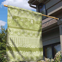 Hawaiian Hibiscus Honu Garden Flag Sage Green Mele Kalikimaka Palaka Spirit LT9 - Polynesian Pride