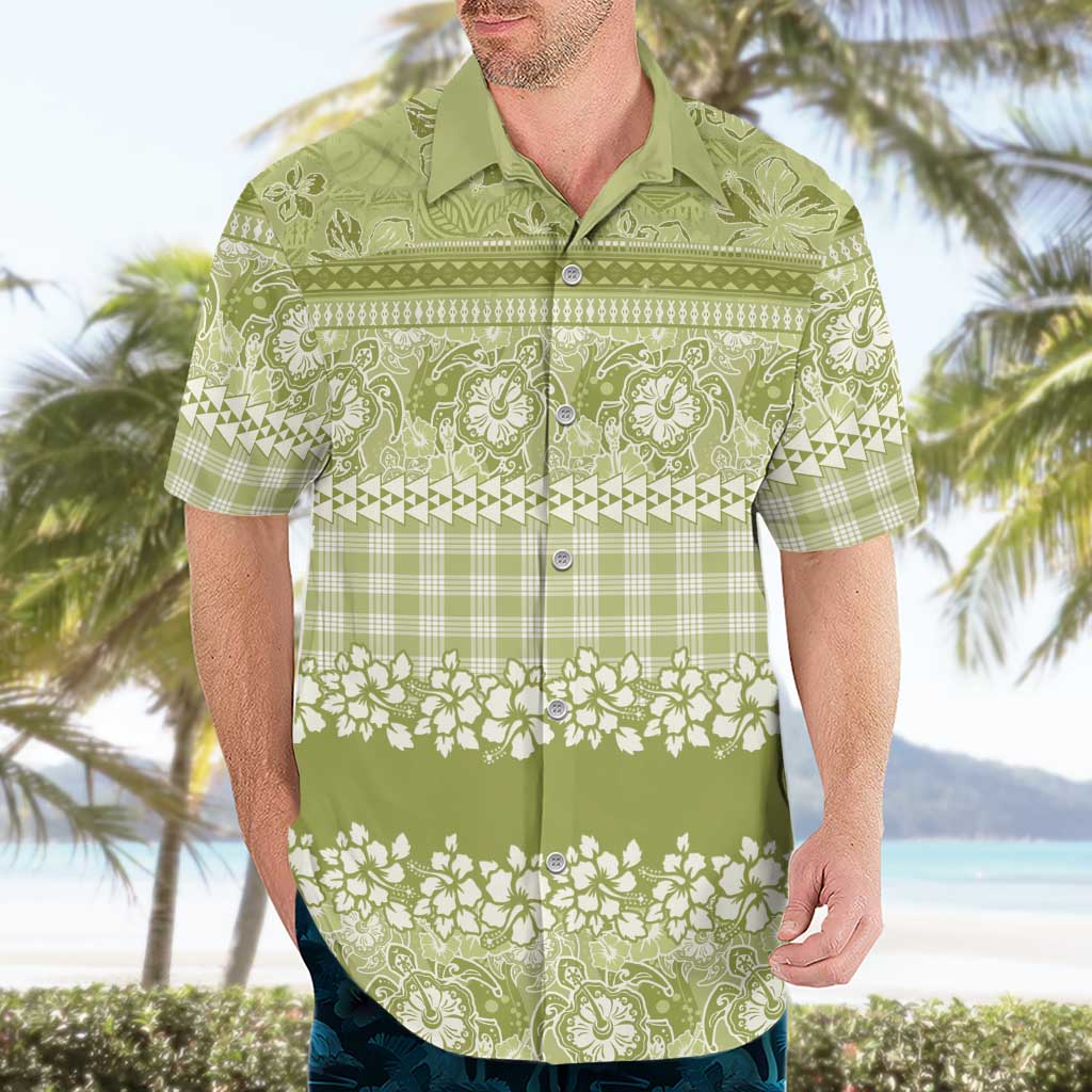Hawaiian Hibiscus Honu Hawaiian Shirt Sage Green Mele Kalikimaka Palaka Spirit LT9 - Polynesian Pride