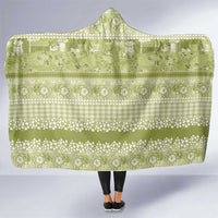 Hawaiian Hibiscus Honu Hooded Blanket Sage Green Mele Kalikimaka Palaka Spirit LT9 One Size Sage Green - Polynesian Pride