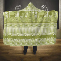 Hawaiian Hibiscus Honu Hooded Blanket Sage Green Mele Kalikimaka Palaka Spirit LT9 - Polynesian Pride