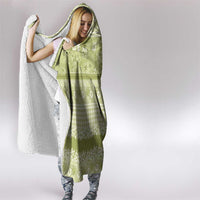 Hawaiian Hibiscus Honu Hooded Blanket Sage Green Mele Kalikimaka Palaka Spirit LT9 - Polynesian Pride
