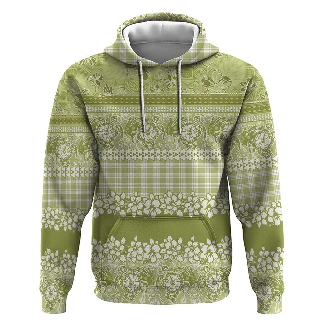 Hawaiian Hibiscus Honu Hoodie Sage Green Mele Kalikimaka Palaka Spirit LT9 Pullover Hoodie Sage Green - Polynesian Pride