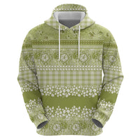 Hawaiian Hibiscus Honu Hoodie Sage Green Mele Kalikimaka Palaka Spirit LT9 - Polynesian Pride
