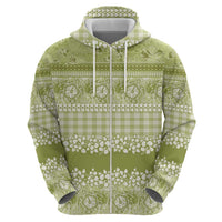 Hawaiian Hibiscus Honu Hoodie Sage Green Mele Kalikimaka Palaka Spirit LT9 - Polynesian Pride