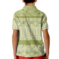 Hawaiian Hibiscus Honu Kid Polo Shirt Sage Green Mele Kalikimaka Palaka Spirit LT9 - Polynesian Pride