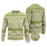 Hawaiian Hibiscus Honu Ugly Christmas Sweater Sage Green Mele Kalikimaka Palaka Spirit LT9 Sage Green - Polynesian Pride