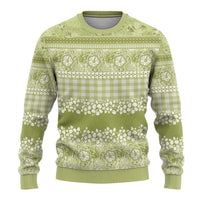 Hawaiian Hibiscus Honu Ugly Christmas Sweater Sage Green Mele Kalikimaka Palaka Spirit LT9 - Polynesian Pride