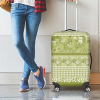 Hawaiian Hibiscus Honu Luggage Cover Sage Green Mele Kalikimaka Palaka Spirit LT9 - Polynesian Pride